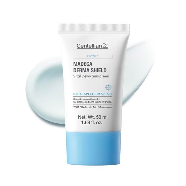 Cолнцезащитный крем с эффектом сияния и центеллой c SPF 50+ PA++++Centellian24 Madeca Derma Shield Vital Dewy Sun Cream 50ml  фото